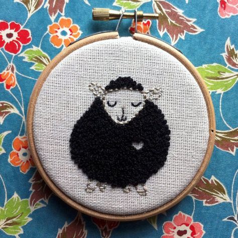 embroidery pattern // french knot sheep set of 3  by dioramatist Couture, French Knots, Sheep Embroidery, Wall Charm, The Black Sheep, Baa Baa Black Sheep, French Knot Embroidery, Hand Embroidery Kit, Embroidery Motifs