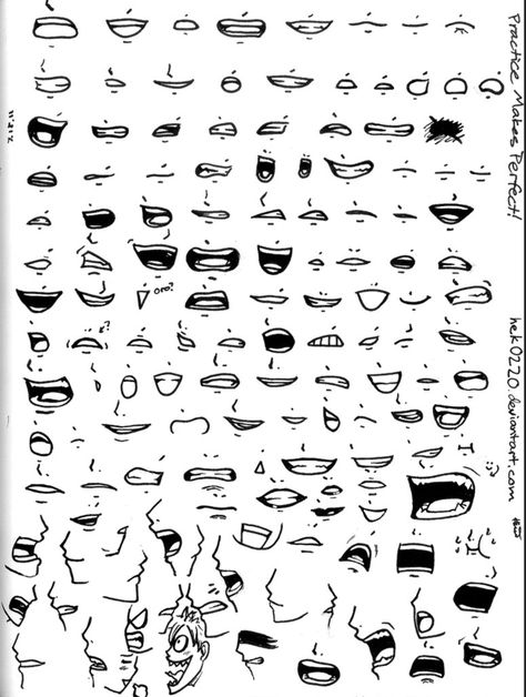 Many Mouths by Kouri-n on DeviantArt Drawing Cartoon People, Drawing Cartoon Characters Sketches, Anime Mouth Drawing, Cartoon Characters Sketch, رسم كاريكاتير, Cartoon Mouths, Anime Mouths, Drawing Face Expressions, Corak Menjahit