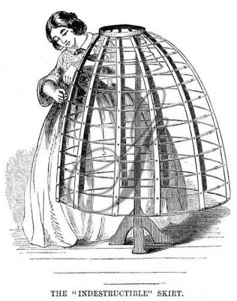 19th Century Fashion Victorian, Recycled Materials Fashion, Cage Drawing, Crinoline Cage, Cage Crinoline, Victorian Lingerie, Dolls House Figures, Dress Form Mannequin, Hoop Skirt