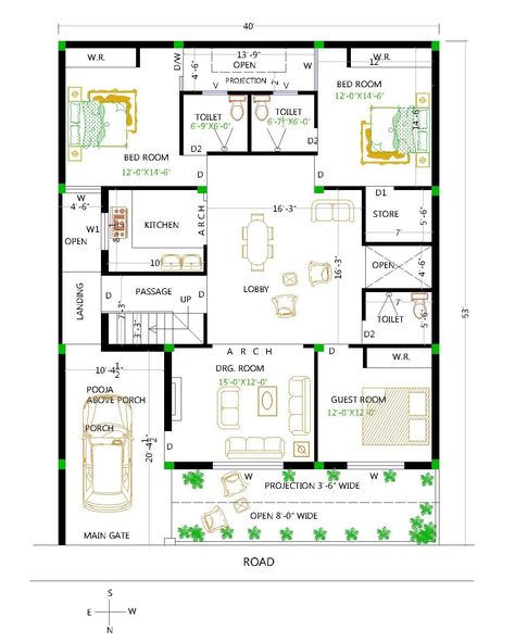 If you want a service, send me a message, or contact me at my email: contact@saberilyass.co OR ilyass.saber@uit.ac.ma My Instagram @saber.ilyass Square Plot House Plan, 50 By 40 House Plans, 3bhk House Plan 2000sq Ft, 40 By 40 House Plans, 45×60 House Plan, 45×50 House Plan, 50×60 House Plan, 60×60 House Plan, 40x55 House Plans