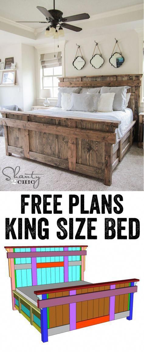 Diy King Size Bed, Diy Seng, Apartemen Studio, Letto King Size, Koti Diy, Shanty 2 Chic, Diy Casa, Bed Plans, Woodworking Plans Diy