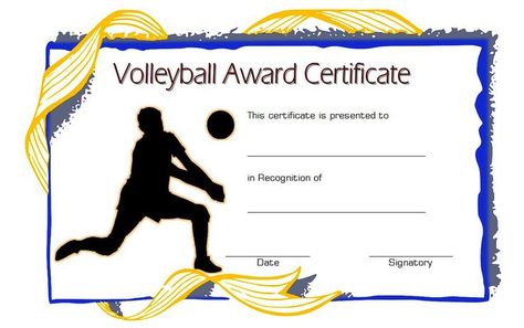 Amazing Volleyball Certificate Templates Volleyball Certificate, Kindergarten Graduation Certificate, Certificate Ideas, Classroom Attendance, Free Gift Certificate Template, Awards Certificates Template, Templates Free Design, Printable Certificates, Award Certificates