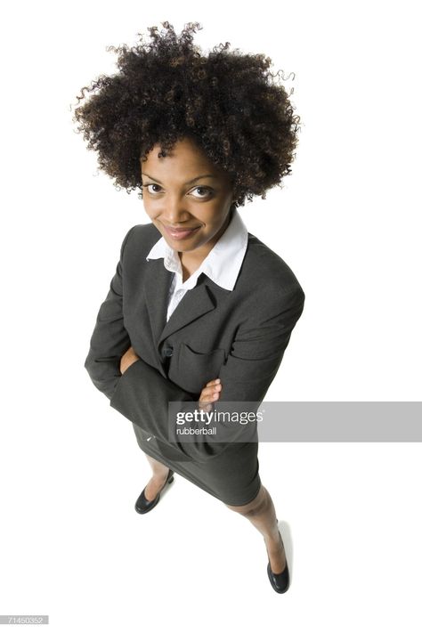 Stock Photo : High angle view of a businesswoman with arms crossed Croquis, Head View Reference, Pose Reference Above View, Dynamic Poses Leaning Forward, Crossed Hands Pose, Guy Crossing Arms Reference, Chopping Wood Pose, Overhead Angle Reference, Irritated Pose Reference