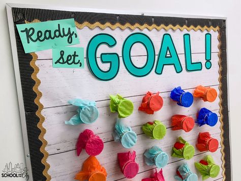 Goals Bulletin Board Ideas, Reading Goals Bulletin Board, Goal Bulletin Board, Plc Room, Goal Setting Bulletin Board, Student Goals Bulletin Board, Goals Bulletin Board, Plotting Points, Interactive Bulletin Boards