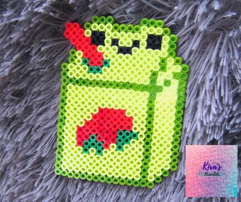 Perler Bead Patterns Cottage Core, Peeler Bead Frog, Frog Perler Bead Pattern Cute, Perler Bead Lava Lamp, Goose Perler Bead Pattern, Keroppi Perler Beads, Shrek Perler Beads, Frog Perler Bead Pattern, Perler Bead Idea