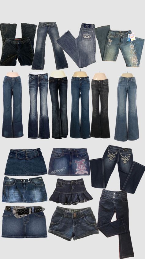 #dreamclothing #jeans#y2k#outfitinspo 200s Outfits, Trashy Outfits, Girlie Outfits, Outfits 2000s, Alt Outfit, Jean Skirts, Downtown Outfits, Jeans Y2k, Types Of Jeans