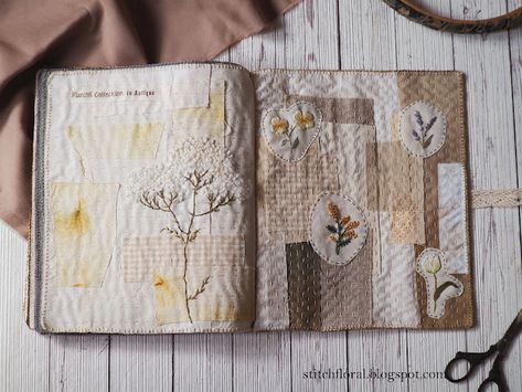 My second embroidery journal is complete! - Stitch Floral Cas Holmes, Memories Ideas, Sewing Case, Fabric Books, Creative Textiles, Vintage Cloth, Fabric Journals, Stitch Book, Vintage Junk Journal