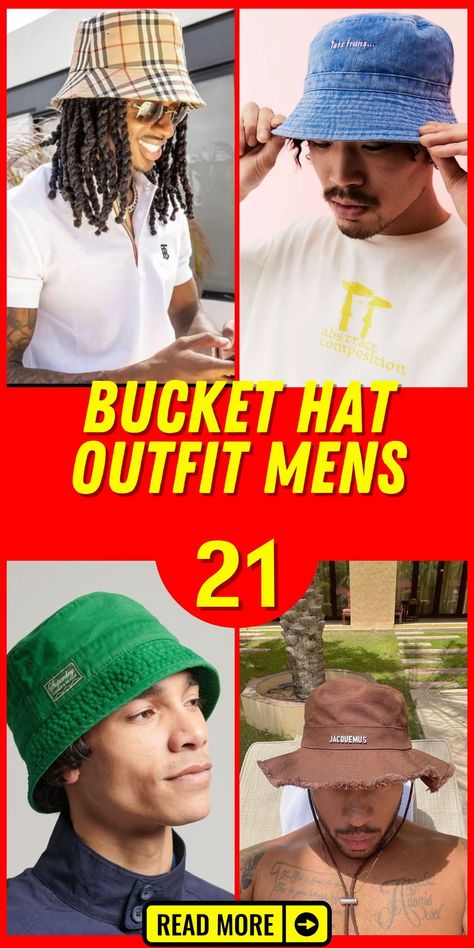 For a casual yet chic bucket hat outfit mens style, opt for a camo bucket hat paired with a simple white tee and black shorts. This look is perfect for a day out on the golf course or a relaxed beach outing. The camo pattern adds an edge to the outfit, while the bucket hat ensures you stay protected from the sun in style. Accessorize with comfortable sandals and a statement watch to complete the look. Mens Bucket Hat Outfit, Tan Bucket Hat Outfit, Bucket Hat Outfit Mens, Gucci Prints, Bucket Hat Outfit Ideas, 90s Prints, Bucket Hat Outfit Men, Hat Outfit Ideas, Hat Outfit Men