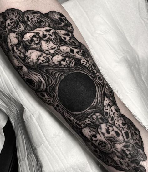 Ink that embraces the darker hues of life—blackwork dark tattoos, a testament to the power and allure found in the depths of the unknown. 🖤🎭 Dark Matter Tattoo, Black Forearm Tattoo For Men, Dark Leg Sleeve, Body Horror Tattoo, Scarecrow Tattoo Design, Tattoo Dark Work, Dark Tattoo Sleeve, Dark Work Tattoo, Blackwork Sleeve Tattoo