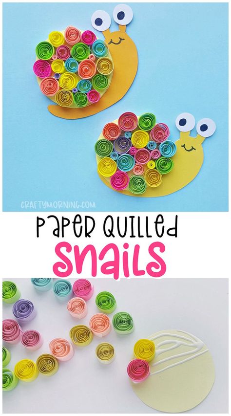 Crafts With Paper Bags, 1st Grade Art, Kertas Kerja Prasekolah, Snails Kids, Snail Craft, Pencil Crafts, Cute Snail, Kerajinan Diy, Desain Quilling