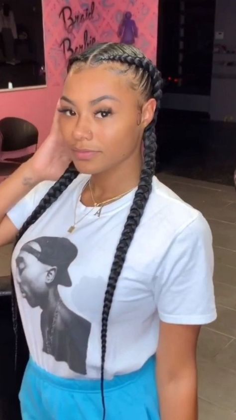 Two Cornrow Braids, Bright Summer Acrylic Nails, Two Braid Hairstyles, Vlasové Trendy, Feed In Braids Hairstyles, Hairstyles Braided, Braided Cornrow Hairstyles, Feed In Braid, Braids With Weave