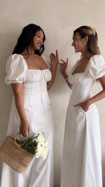 Summer Bridal Shower Outfit For Bride, House If Cb, House Of Cb Summer Dress, Black Cottage Core Dress, Cream Summer Dress, White House Of Cb Dress, Cute Brunch Dresses, House Of Cb Dresses White, Farm Style Wedding Dress