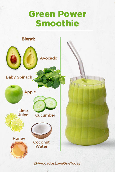 Did you know proper hydration is essential for maintaining radiant skin? Avocados may not immediately come to mind as a hydrating food, but they contain a surprising amount of water and fiber. Nearly 79% of an avocado's weight is attributed to water and fiber, making it a hydrating, and satisfying addition to your diet. One serving provides an excellent source of both vitamins A and K and a good source of fiber. #AddAvocado #SkinFood #Nutrition #Avocados #Smoothies #HealthyEating #Wellness Spinach Smoothies That Taste Good, Vegan Avocado Smoothie, The Mind Diet Recipes, Avocado Smoothie Recipe Healthy, Healthy Smoothies Aesthetic, Smoothies With Avocado, Avacodo Smoothie, Healthy Delicious Smoothies, Avocado Smoothie Recipes