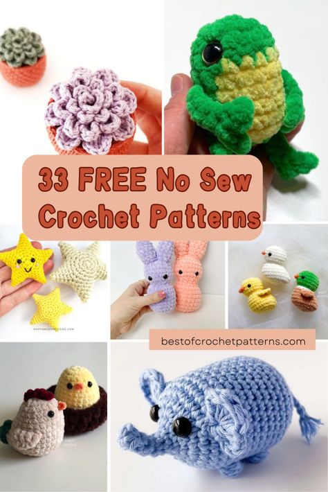 33 Cute No Sew FREE Crochet Patterns: Perfect Gifts for Every Occasion Amigurumi Patterns, Crochet Animals Easy Free Patterns, Free Crochet Mini Amigurumi Patterns, Mini Arugami Crochet, No Sew Animal Crochet Pattern, Fastest Crochet Projects, Single Crochet Amigurumi, Et Crochet Pattern, Single Yarn Crochet Patterns