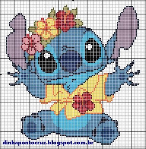 Perler Beads Stitch, Kawaii Cross Stitch, Lilo And Stitch Ohana, Stitch Character, Disney Cross Stitch Patterns, Cute Stitch, Pola Kristik, Disney Cross Stitch, Lilo Stitch