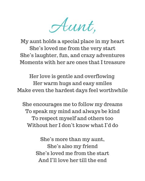 Poems For Aunts From Niece, Quotes To Aunt From Niece, Letters To Write To Your Aunt, Letter To Aunt From Niece, Poem For Aunt That Passed Away, Aunt Passing Away Quotes, Birthday Cards For Aunts From Niece, Favorite Aunt Birthday Quotes, Favorite Aunt Quotes