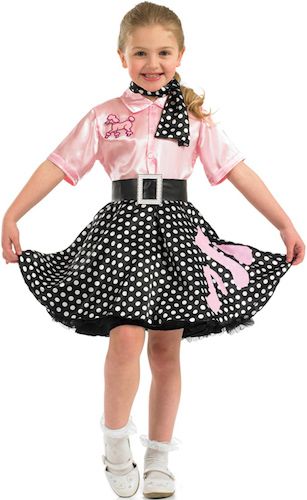 50's rock and roll costume Disfraz Rock And Roll, Rock N Roll Costume, Grease Fancy Dress, Rock And Roll Costume, Halloween Dresses For Girls, Rock And Roll Outfit, Moda Disco, Fancy Dress Costumes Kids, Fancy Dress Ideas