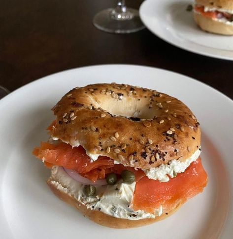 PharmaSue on Instagram: "🥯 Started the day off with a Smoked Salmon, Cream Cheese, and Capers Bagel 🍯 🧄 🐟 Ended the evening with a honey and garlic broiled salmon filet #nationalsalmonday" Essen, Bagels With Smoked Salmon, Bagel With Lox And Cream Cheese, Smoked Salmon Aesthetic, Cream Cheese And Salmon Bagel, Smoked Salmon And Cream Cheese Bagel, Salmon And Cream Cheese Bagel, Bagel With Salmon And Cream Cheese, Smoked Salmon Cream Cheese Bagel