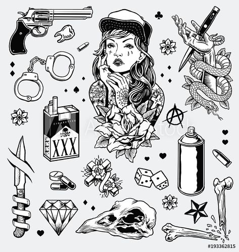 Patchwork, Vintage Tattoos, Tattoos Gang, Flash Art Tattoos, Tattoo Care Instructions, Infected Tattoo, Gang Tattoos, Gangsta Tattoos, Kunst Tattoos