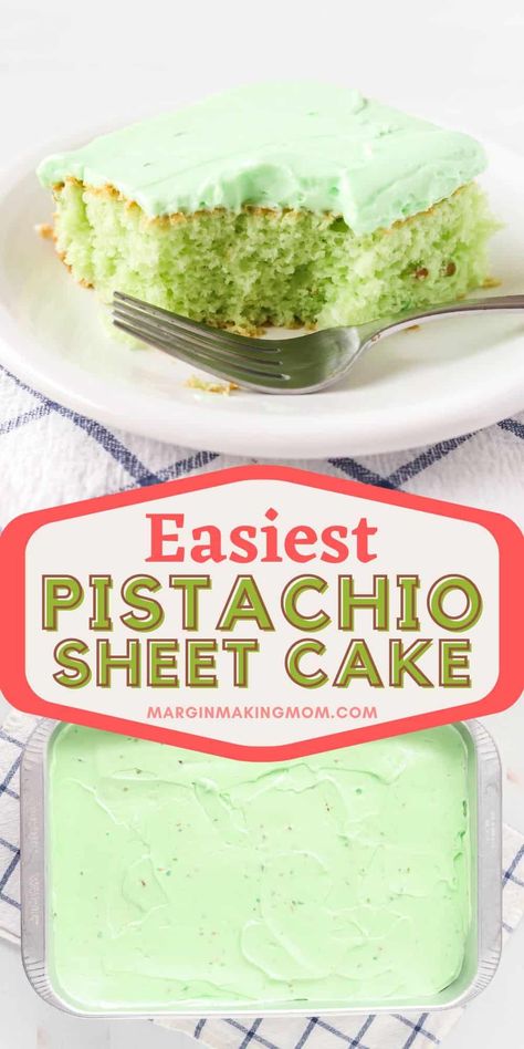 This easy pistachio cake is made with pudding mix, Dream Whip, and a cake mix! It's super simple, but the texture is out of this world! Pistachio Pudding Dessert Cake, Pudding Cake Recipe Easy, Dream Whip Recipes, Easy Pistachio Cake, Cucumber Cake, Pistachio Pudding Dessert, Pistachio Recipes Desserts, Pistachio Pudding Cookies, Pistachio Pudding Cake
