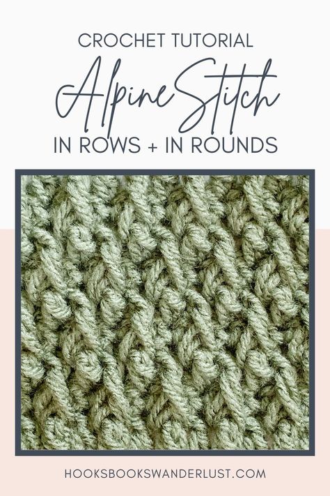 Whether you want to work this beautifully textured stitch flat or in the round, this photo and video tutorial will teach you both! Textured Crochet Stitches In The Round, Crochet Stitches In The Round, Textured Crochet Stitches, Alpine Stitch, Textured Crochet, Front Post Double Crochet, Odd Numbers, Stitch Tutorial, Cup Cozy