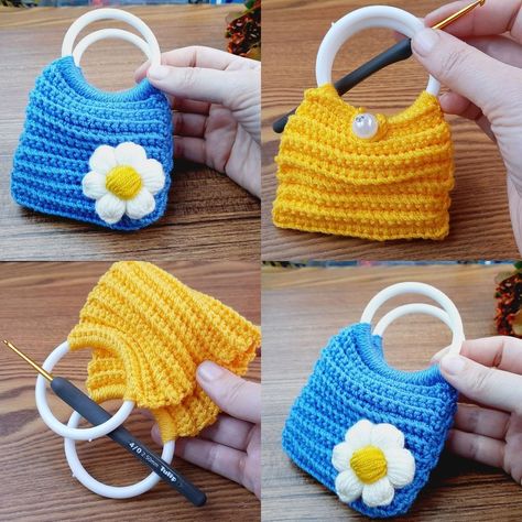 making miniature bags with rings I received 200 orders wonderful #diy #miniature #design | making miniature bags with rings I received 200 orders wonderful #diy #miniature #design | By Nurgül İle El Sanatları Mini Bag Aesthetic, Crochet Simple Flower, Mini Bag Pattern, Crochet Patterns Cute, Clutch Bag Tutorial, Miniature Design, Crochet Mini Bag, Cute Mini Bags, Crochet Clutch Bags