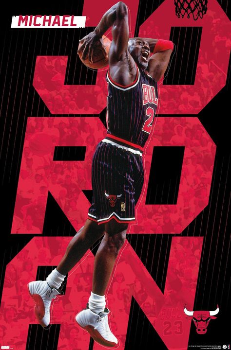 PRICES MAY VARY. THIS TRENDS MICHAEL JORDAN - PINSTRIPES WALL POSTER uses high-resolution artwork and is printed on PhotoArt Gloss Poster Paper which enhances colors with a high-quality look and feel. HIGH QUALITY ART PRINT is ready-to-frame or can be hung on the wall using poster mounts, clips, push pins, or thumb tacks MADE IN THE USA and OFFICIALLY LICENSED PERFECT SIZE for any room; poster is 22.375" x 34" EASILY DECORATE any space to create the perfect decor for a party, bedroom, bathroom, Michael Jordan Images, Michael Jordan Dunking, Michael Jordan Poster, Basketball Drawings, Jordan Poster, Party Bedroom, Basketball Poster, Kobe Bryant Wallpaper, Jordan Basketball
