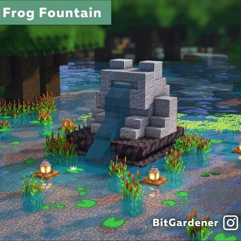 @minecraftdecoration.daily on Instagram: “A really cool Frog Fountain by @bitgardener!🐸⛲ Support the link in my bio and watch my new YouTube Tutorial! Credits: @bitgardener” Minecraft Fountains, Minecraft Pond, Minecraft Frog, Fountain Minecraft, Minecraft Fountain, Cool Frog, Construction Minecraft, Minecraft Welten, Minecraft Garden