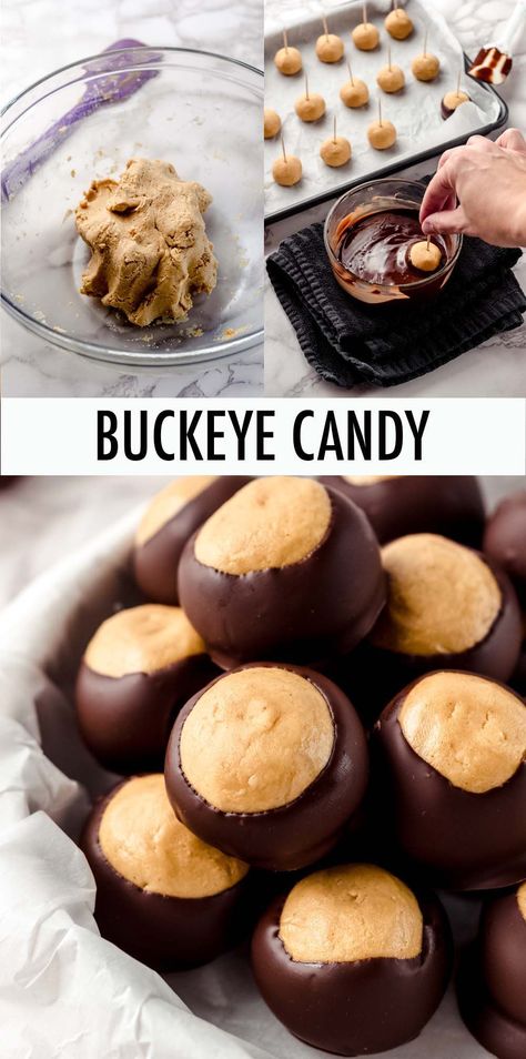 Almond Butter Buckeyes, Buckeyes Recipe Rice Krispies, Buckeyes Recipe With Rice Krispies, Buckeyes Recipe Easy, Recipe For Buckeyes, Easy Buckeyes Recipe, Homemade Buckeyes, Easy Buckeyes, Easy Buckeye Recipe