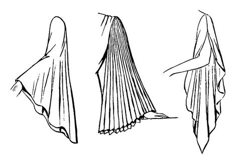 Flowy Sleeves Reference, Pleats Illustration Fashion Design, How To Draw Flowy Sleeves, Bell Sleeves Illustration, Fashion Illustration Pleats, Pleated Dress Sketch, Flowy Sleeves Pattern, Diy Bell Sleeves, How To Draw Pleats