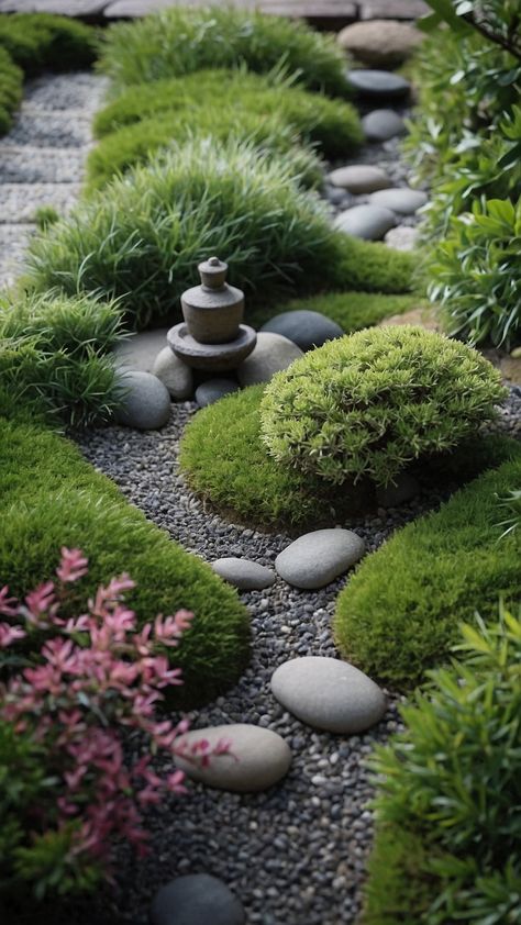 Discover calming and serene Zen garden ideas with Japanese design elements for your outdoor or indoor spaces Create a peaceful meditation spot with small modern and minimalist DIY designs Explore backyard Japanese design inspirations for small meditation modern and DIY ideas Japanese Pebble Garden, Japanese Gardens Landscape, Japanese Inspired Garden Backyards, Japanese Garden Ideas Diy Small Spaces, Zen Mini Garden, Japanese Meditation Garden, Small Meditation Garden Ideas, Small Zen Garden Ideas Outdoor, Japanese Backyard Ideas