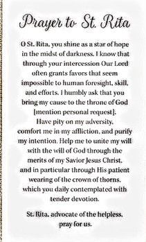 Saint Rita Of Cascia Prayer, St Rita Novena Prayer, Prayer To St Rita, Surgery Prayer, Saint Rita Of Cascia, Rosary Ideas, Fertility Prayer, Rita Of Cascia, Pregnancy Prayer