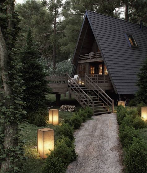 Small Cabins, Small Houses, Summer Cabins, Architectural Ideas, A Frame Cabins, A Frame House Plans, A Frame Cabin, A Frame House, Hus Inspiration