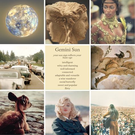 Gemini sun zodiac sign mood board and astrology aesthetic Gemini Birth Chart, Joya Core Aesthetic, Gemini Sun Gemini Moon, Sun In Gemini Aesthetic, Moon In Gemini Aesthetic, Gemini Aesthetic Moodboard, Gemini Asthetic Picture, Gemini Bedroom Aesthetic, Gemini Style Aesthetic