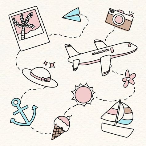 Airplane Doodle, Camera Sketches, Magazine Logo, Doodles Bonitos, Travel Doodles, Dibujo Simple, Airplane Drawing, Doodle Art Journals, Line Artwork