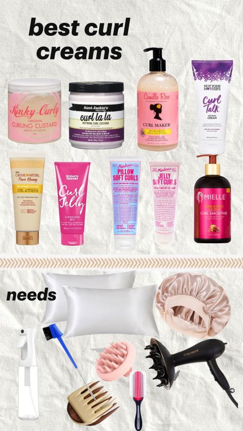 curl creams,silk,brushes Cream For Curly Hair, Best Curl Cream, Curly Hair Advice, Hair Journey Tips, Hair Styling Cream, Healthy Curly Hair, Natural Hair Care Routine, Wavy Hair Care, Healthy Hair Routine