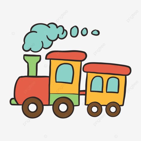 Train Cute Drawing, Train Cartoon Illustration, Cute Vehicles Drawing, Drawing Of A Train, Toy Train Illustration, Cute Train Illustration, Train Doodle Easy, Kids Cartoon Drawings, How To Draw Train