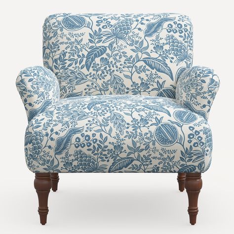 Rifle Paper Co. X Cloth & Company Bristol Upholstered Armchair | Wayfair Anna Bond, Artisan Furniture, Printed Chair, Linen Armchair, Upholstered Armchair, Kitchen Mirror, Upholstered Arm Chair, Furniture Maker, Accent Chairs For Living Room