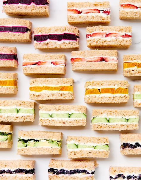 Martha Stewart Tea Sandwiches, Fancy Sandwiches, Party Sandwiches Recipes, Tea Party Sandwiches Recipes, Mini Patisserie, Finger Sandwich, Tea Party Sandwiches, Tea Sandwiches Recipes, Easy Teas