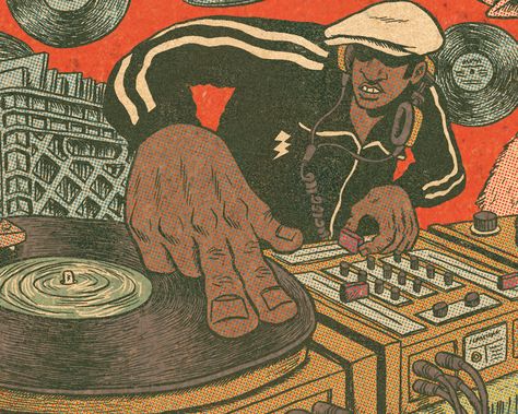 Ed Piskor, Grandmaster Flash, Arte Do Hip Hop, Urbane Kunst, Dj Art, Arte Hip Hop, 디즈니 캐릭터, Afrocentric Art, Black Art Painting