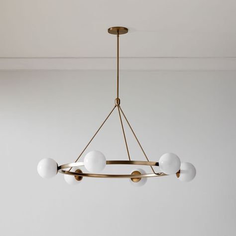 Hayes 6-Light Chandelier | west elm Mobile Chandelier, Lights Chandelier, Teen Furniture, Round Chandelier, Round Light, 5 Light Chandelier, Chandelier Light, Room Planning, Candelabra Bulbs