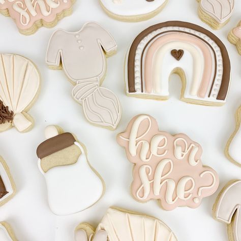 Boho Gender Reveal Cookies Neutral Cookies Gender Reveal - Etsy Gender Neutral Gender Reveal Decorations, Neutral Tone Gender Reveal, Boho Gender Reveal Ideas For Party, Gender Reveal Neutral Decorations, Earth Tone Gender Reveal, Gender Reveal Ideas For Party Boho, Gender Reveal Cookies Neutral, Whimsical Gender Reveal, Beige Gender Reveal Party