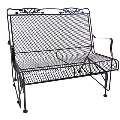 Latitude Run® You will love the gliding motion of this loveseat glider. Perfect for the front porch or that special place in your outdoor room. | Latitude Run® Camp Glider Bench, Rust - Resistant Metal/Metal, Size 38"H X 28"W X 42"D | Wayfair Outdoor Glider Bench, Black Patio Furniture, Outdoor Glider Chair, Porch Glider, Glider Bench, Metal Patio Chairs, Outdoor Glider, Raised Patio, Rocking Chair Porch