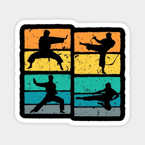 This vintage martial arts design shows karateka and taekwondo fighter doing kicks like chagi from the korean martial arts. Great retro karate clothes for women and men. -- Choose from our vast selection of magnets to match with your desired size to make the perfect custom magnet. Pick your favorite: Movies, TV Shows, Art, and so much more! Available in two sizes. Perfect to decorate your fridge, locker, or any magnetic surface with. Taekwondo, Karate Clothes, Karate Outfit, Korean Martial Arts, Arts Design, Custom Magnets, Design Show, Hard Hats, Car Windows