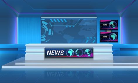 Vector studio for recording tv breaking ... | Premium Vector #Freepik #vector #tv-program #tv-studio #tv-show #news-room S Table, Studio Background Images, Studios Architecture, Tv Design, Studio Green, Green Screen Video Backgrounds, Background Images For Quotes, Studio Room, Studio Recording