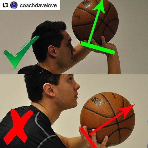 @coachdavelove  Want to improve your arc?  Focus on your set point. .  The ball will go in the opposite direction of where your hand is on the ball. If you want the ball going up you need your hand under the ball. It will be much easier to do this if you are able to look under the ball at your set point. .  If you are trying to look over top of the ball then it is much harder to get your hand under the ball and you'll end up pushing the ball forward. . Two little reminders... . 1 You don't have Basketball Shooting Drills, Basketball Training Drills, Basketball Workouts Training, Ball Workouts, Basketball Moves, Vertical Jump, Bola Basket, Basketball Practice, Basketball Videos