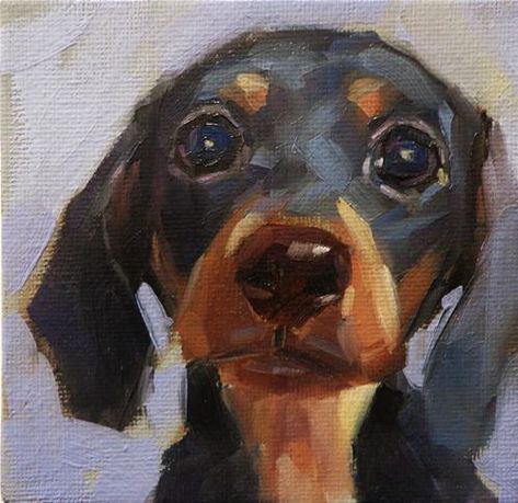 Acrylic Pet Portraits, Dog Paintings Acrylic, Dog Painting Ideas, Painting Of Dog, Animals In Art, Paintings Of Animals, Dachshund Painting, Painting Dogs, Dog Portraits Painting