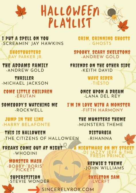 How To Get Into Halloween Spirit, Things To Do On Halloween By Yourself, Halloween Playlist Ideas, Stuff To Do For Halloween, Halloween At Home Activities, Halloween At Home Ideas, Things To Do At Halloween Party, Halloween Party Things To Do, Halloween Songs Playlists