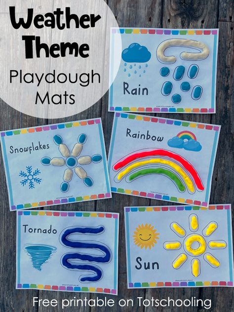 FREE printable weather theme playdough mats for preschool kids to practice weather, vocabulary, science and fine motor skills. Sped Science Lessons, April Showers Preschool Activities, Weather Activities Preschool Printables Free, Weather Playdough, Weather Crafts For Toddlers, Weather Activities For Preschool, Weather Lesson Plans, Weather Activities Preschool, Weather Activities For Kids