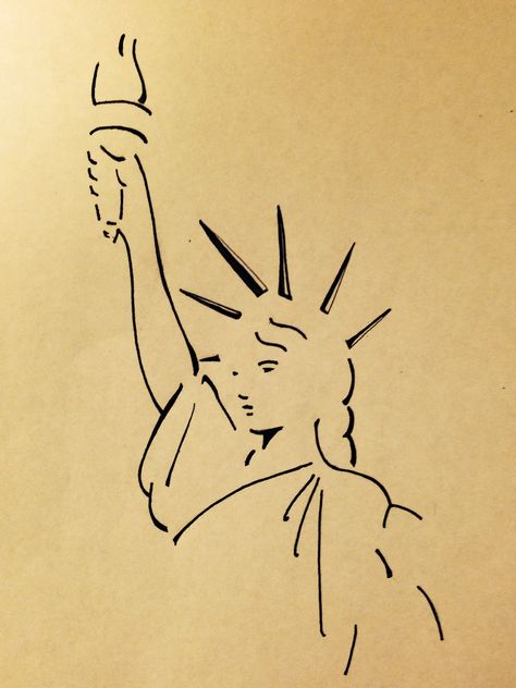 Simple Lines, Statue Liberty drawing by Amie Kennedy Statue Of Liberty Painting Easy, New York Easy Drawing, New York Simple Drawing, State Of Liberty Drawing, Nyc Drawing Simple, Statue Of Liberty Drawing Easy, Statue Of Liberty Drawing Sketch, Liberty Statue Drawing, Lady Liberty Drawing